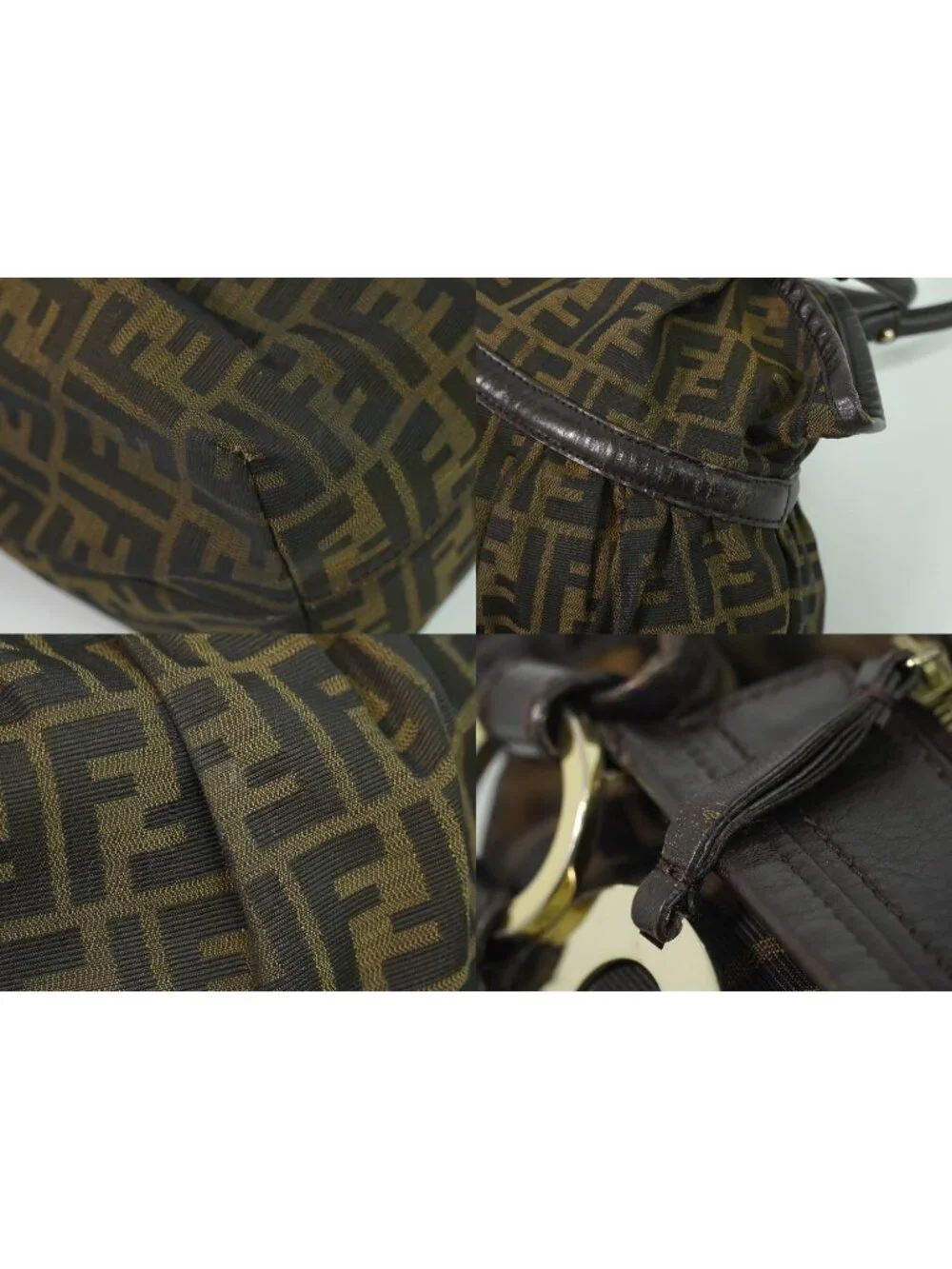 Fendi Zucca Shoulder Bag Canvas Brown